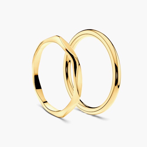 Obrączki partnerskie Sign of Love®: złote, płaska 1,9mm i okrągła 1,7mm